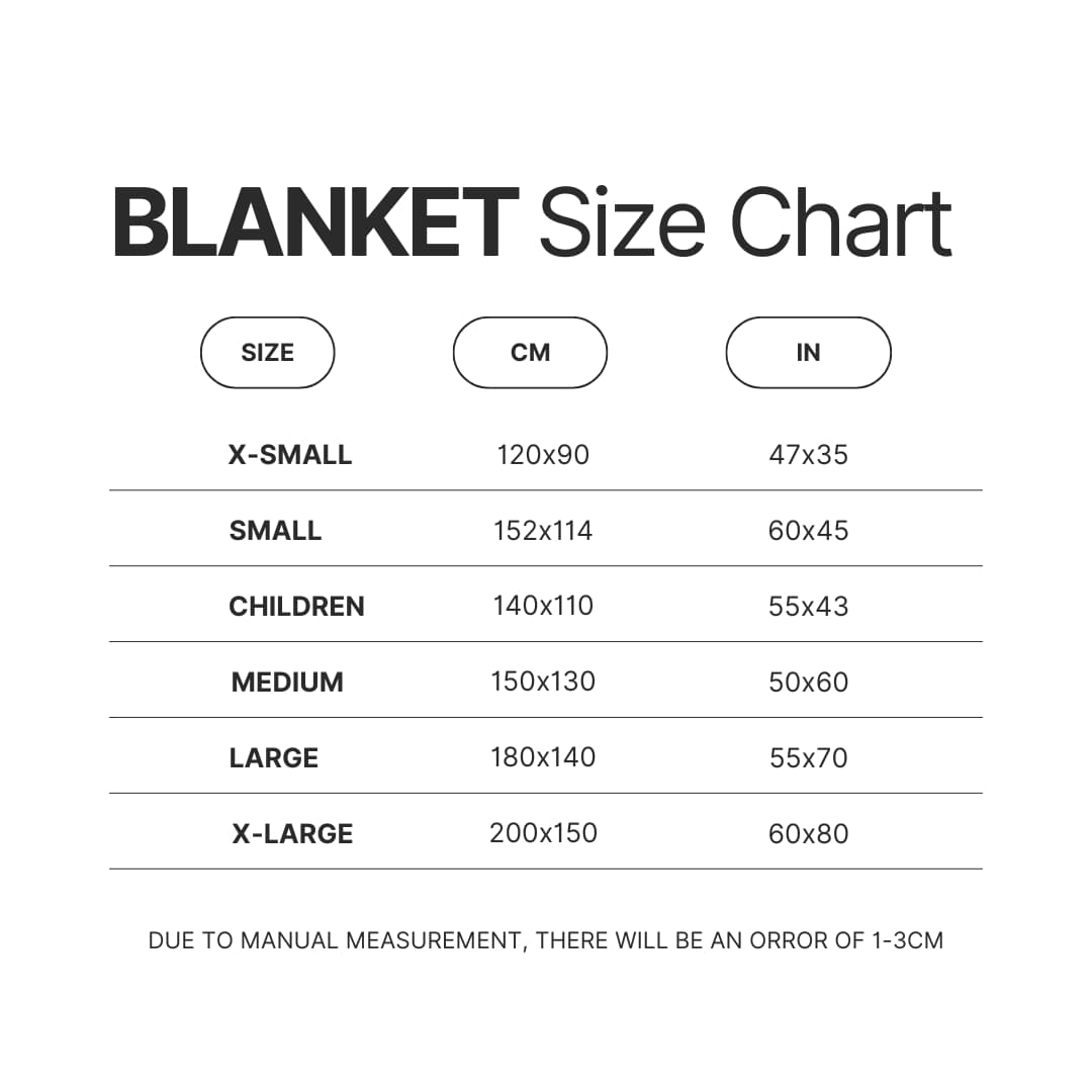 Blanket Size Chart - Kane Brown Merch