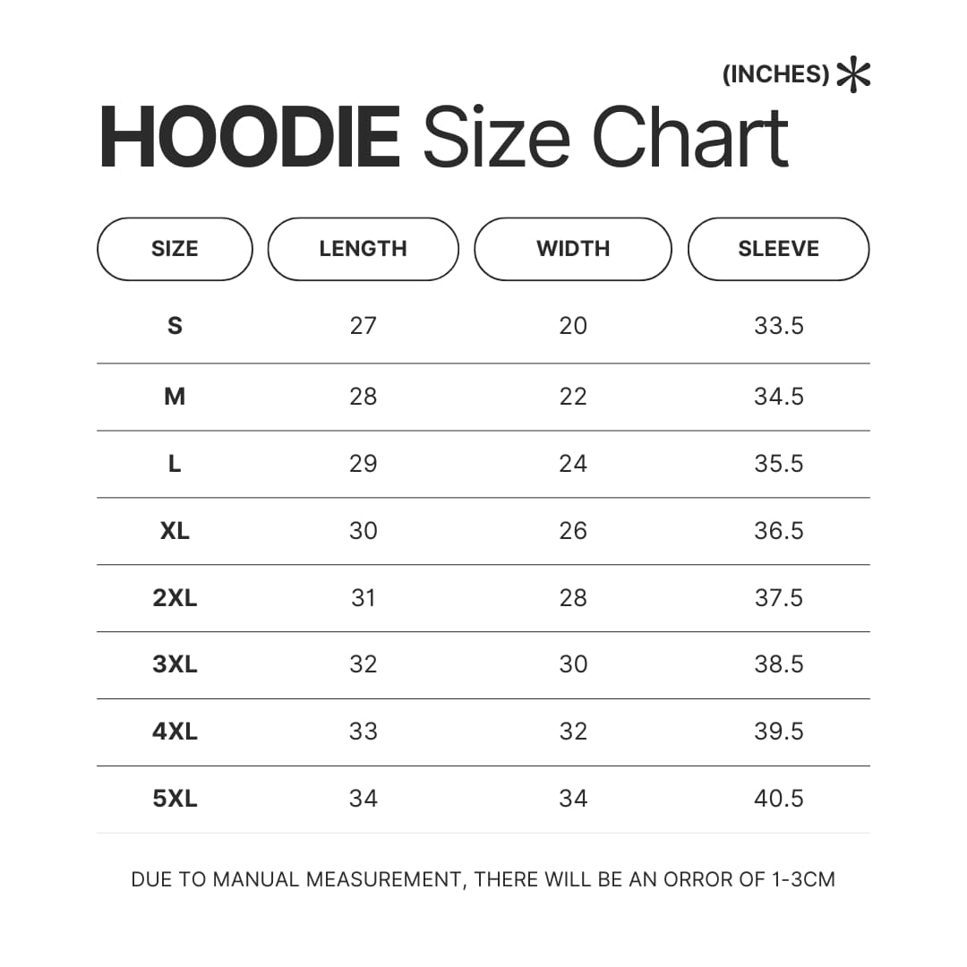 Hoodie Size Chart - Kane Brown Merch