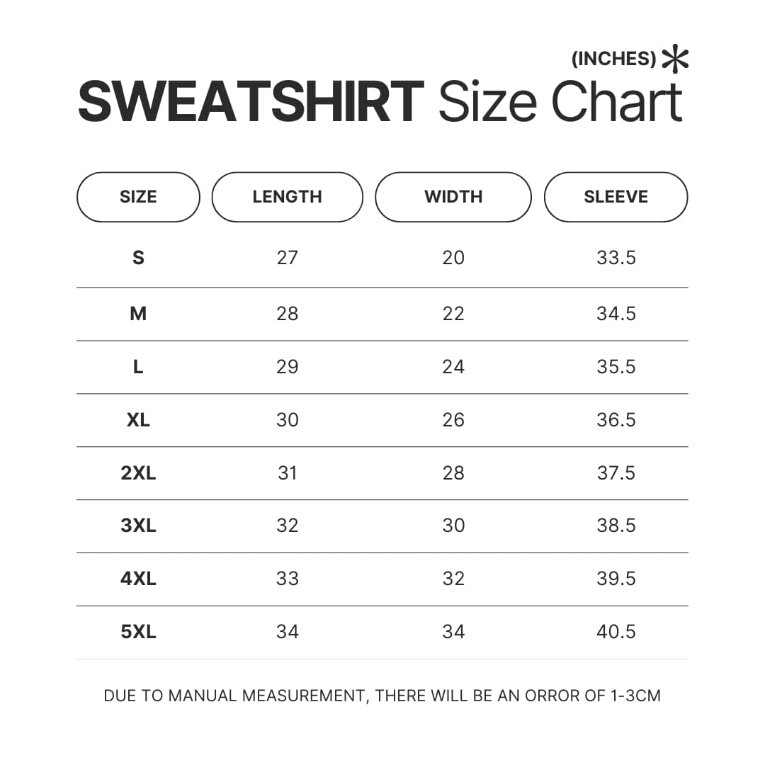 Sweatshirt Size Chart - Kane Brown Merch