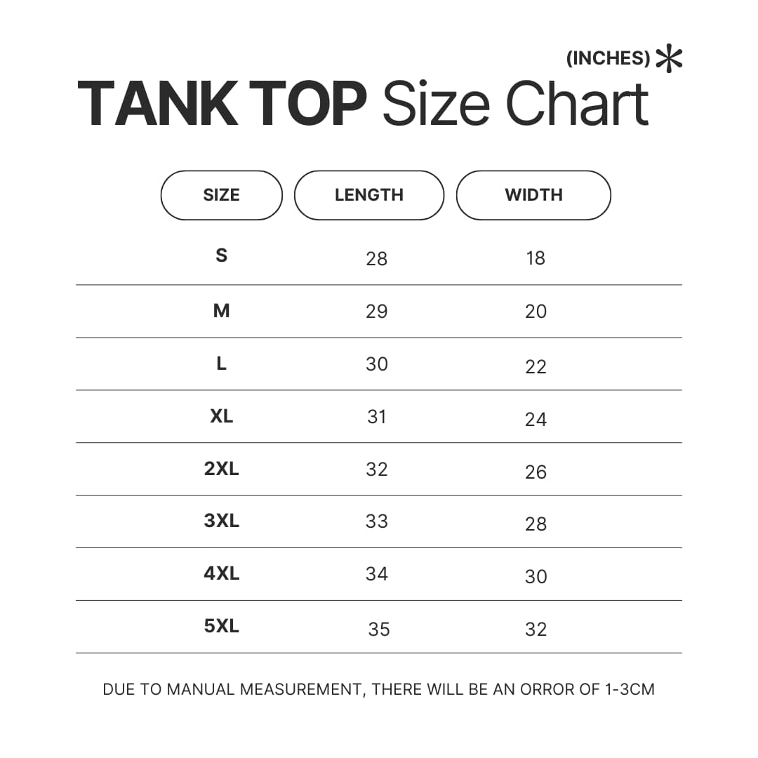 Tank Top Size Chart - Kane Brown Merch