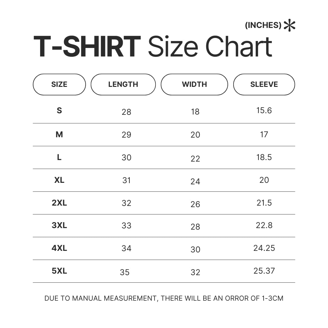 T shirt Size Chart - Kane Brown Merch